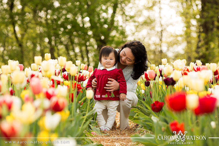 Mother and Daughter with tulips