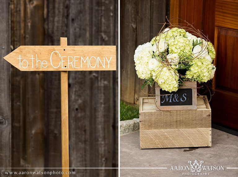 Wooden wedding signs at Trump Winery