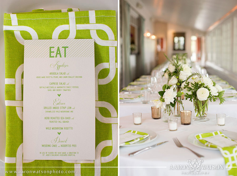 custom napkins and menu