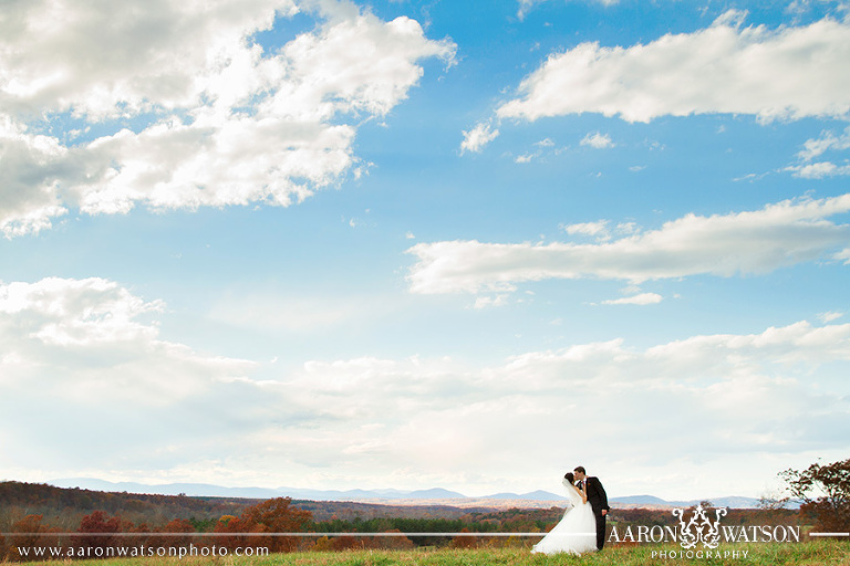 wedding portrait with blue ridge mountains