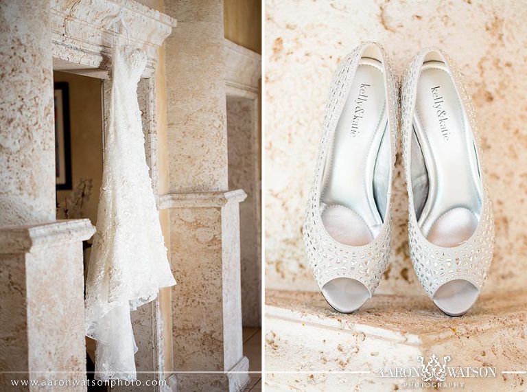 wedding dress and shoes for bride