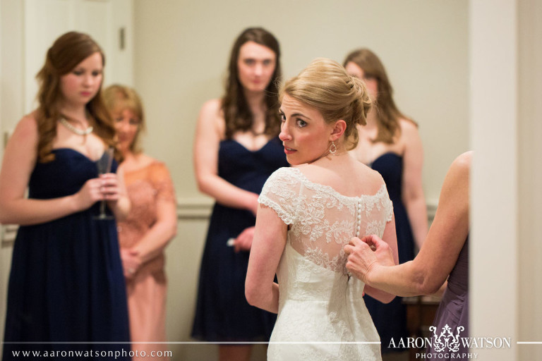 Getting in the wedding dress