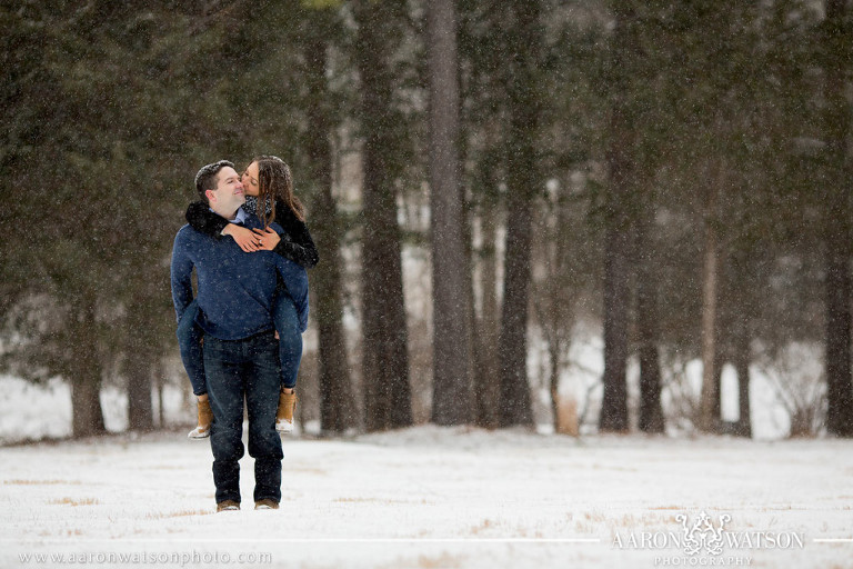 kissing in the snow