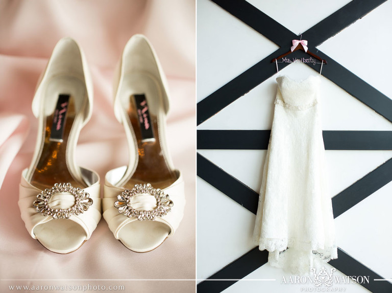 bridal gown and shoes