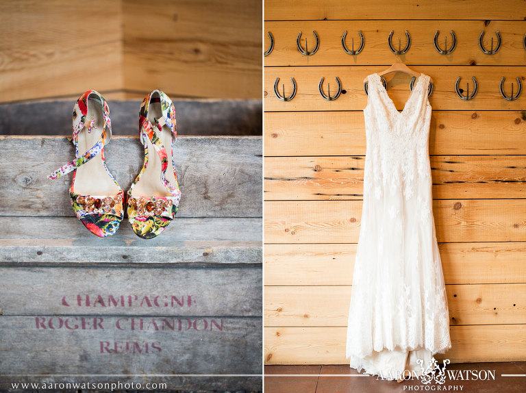 bridal gown and shoes