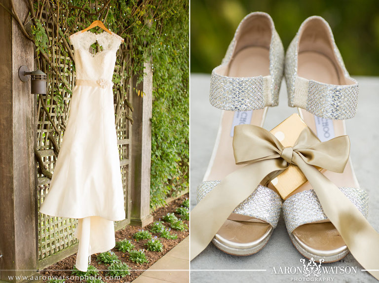 wedding gown and shoes