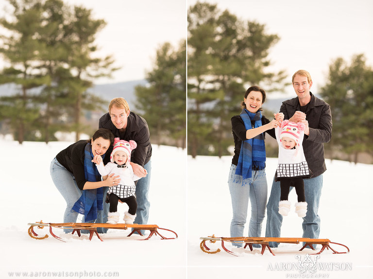 family portraits in the snow Charlottesville, VA