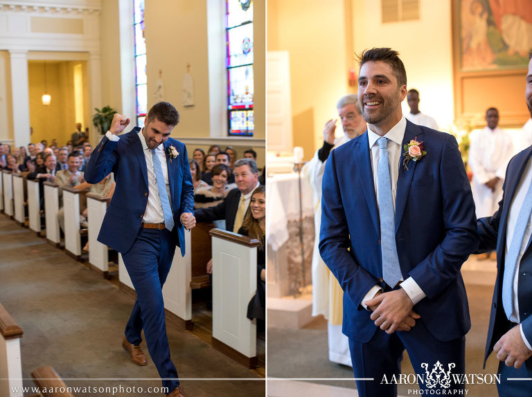 Grooms reaction to seeing his bride