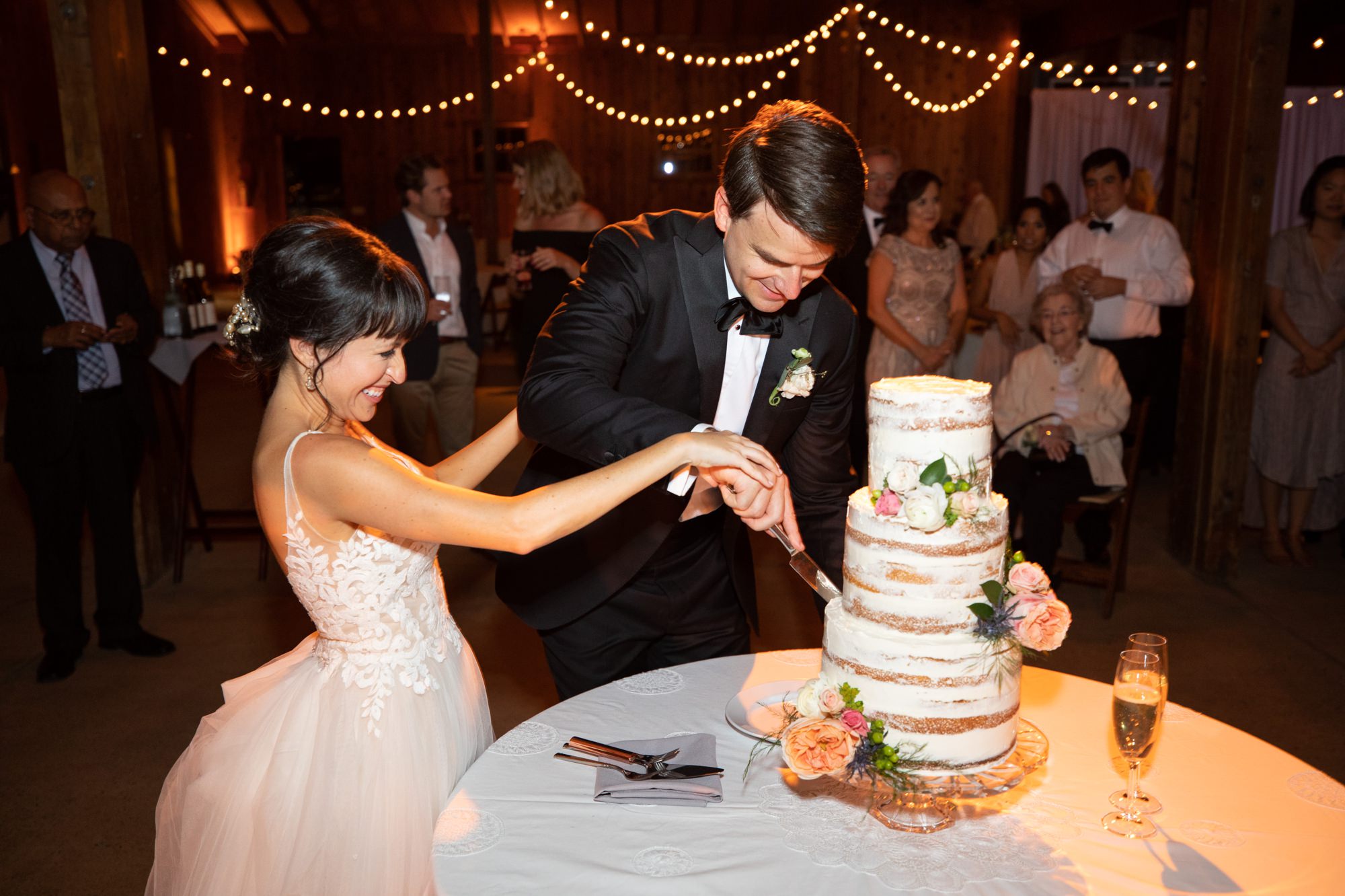 Cake Cutting Bride and Groom