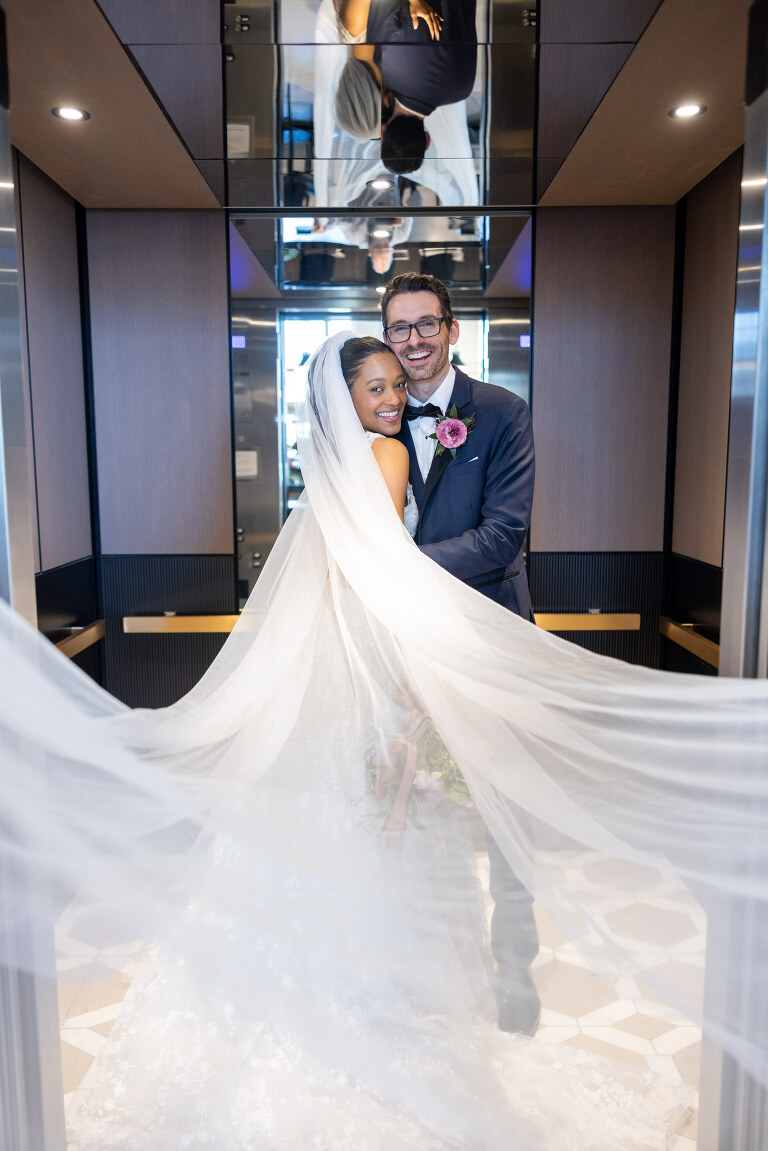 Kimpton The Forum Hotel Wedding bridal veil ideas couple portrait photo