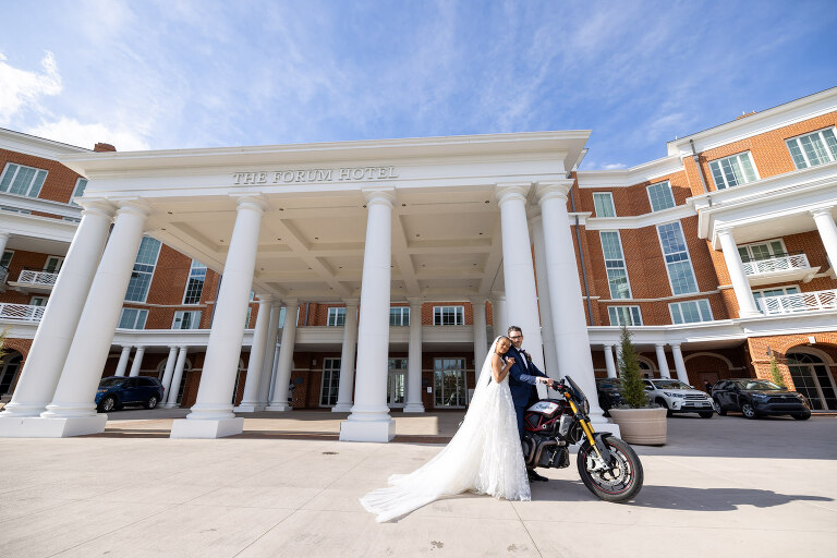 Front Drive charlottesville five star hotel bride and groom