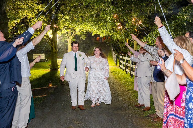 bride and groom sparkler exit